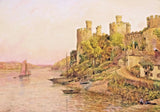Antiq. Watercolor Painting, Large, Frank Beswick Signed, 1902, Conwy Castle Wal