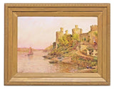 Antiq. Watercolor Painting, Large, Frank Beswick Signed, 1902, Conwy Castle Wal