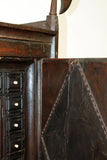 Antique Cabinet, Reliquary, French, Embossed Leather, Studded, 19th C, 1800s - Old Europe Antique Home Furnishings