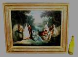 Antique Painting, Oil on Canvas, French, "Courting Scene", Giltwood, 1800s, 19 C - Old Europe Antique Home Furnishings