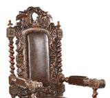 Antique Armchair, French, Louis XIII Style, Carved Oak, Upholstered, 1800s!!