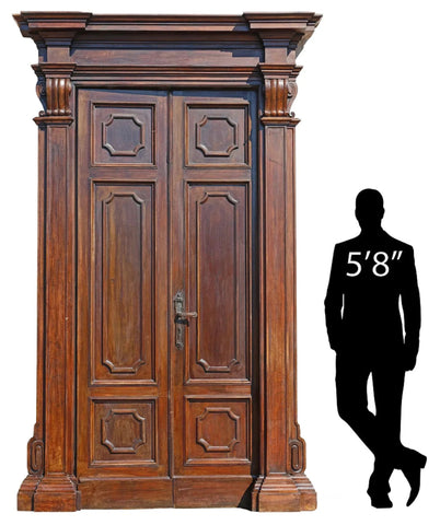 Antique Surround & Doors (3) Italian Renaiss. Style Walnut, Architectural 1800s!