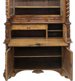 Antique Secretary, Bookcase, Fine French Henri II Style, Carved Oak, 1800's!