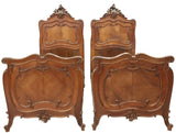 Antique Beds (2) & Night Stands (2) Italian Louis XV Style, Crest, 1800's! - Old Europe Antique Home Furnishings