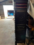 Antique Bookcase, Breton, French, Carved, Shelves, Red Interior, 19th C, 1800s - Old Europe Antique Home Furnishings