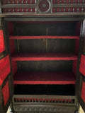 Antique Bookcase, Breton, French, Carved, Shelves, Red Interior, 19th C, 1800s - Old Europe Antique Home Furnishings