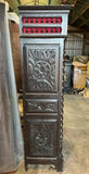 Antique Bookcase, Breton, French, Carved, Shelves, Red Interior, 19th C, 1800s - Old Europe Antique Home Furnishings