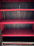 Antique Bookcase, Breton, French, Carved, Shelves, Red Interior, 19th C, 1800s - Old Europe Antique Home Furnishings