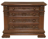 Antique Commode, Italian Baroque Style, Carved, Walnut, 4 Drawers, Early 1900s! - Old Europe Antique Home Furnishings