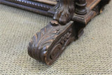 Antique Dining Table, Ren Sty., Carved Oak Extension, 120", L. 19th, E. 20th C
