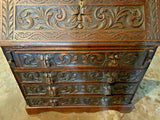 Antique Secretaire, Desk, Carved, Oak, Georgian, English, Slant Drop, 1800s!!