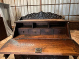Antique Secretaire, Desk, Carved, Oak, Georgian, English, Slant Drop, 1800s!!