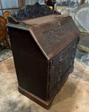 Antique Secretaire, Desk, Carved, Oak, Georgian, English, Slant Drop, 1800s!!