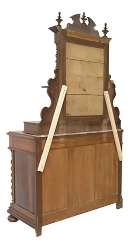 Antique Vanity, French Louis XIII Style, Walnut, Mirrored, Vanity, 19th C. 1800s!! - Old Europe Antique Home Furnishings