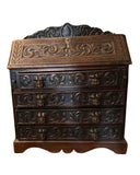 Antique Secretaire, Desk, Carved, Oak, Georgian, English, Slant Drop, 1800s!!