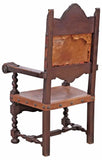 Antique Armchair, Spanish Renaissance Revival, Leather, Walnut , 19th C, 1800s
