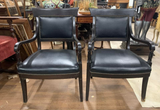 Antique Armchairs, Fauteuils, Black, Leather, Pair, Set of 2, Dark Wood Tones! - Old Europe Antique Home Furnishings