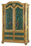 Antique Armoire, Continental, Polychrome, Marbelized, Green, Gold, 18-1900s!