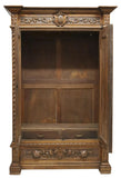 Antique Armoire, French Henri II Style Foliate Carved, Molded Cornice, 1800s!! - Old Europe Antique Home Furnishings