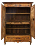 Antique Armoire, French Provincial, Louis XV Style Burlwood, Elm, 1800's! - Old Europe Antique Home Furnishings