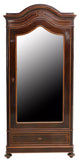 Antique Armoire, Mirrored, Italian, Inlaid Rosewood, 92.75"H, Cornice, E. 1900s - Old Europe Antique Home Furnishings