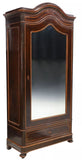 Antique Armoire, Mirrored, Italian, Inlaid Rosewood, 92.75"H, Cornice, E. 1900s - Old Europe Antique Home Furnishings
