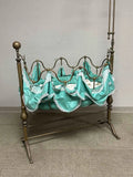 Antique Baby Cradle, Rare French, Brass Swinging Bassinet, 1800s, 19th C.!