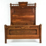 Antique Bed Frame, Victorian Eastlake, Walnut Full Bed, 19th C, 1800s, Handsome! - Old Europe Antique Home Furnishings