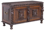 Antique Blanket Chest, Coffer, Stand, English Renaissance Revival, Oak, 1800s!