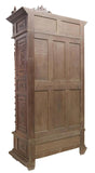 Antique Bonnetiere, French Henri II Style, Carved Oak, Crest, Foliates, 1800's! - Old Europe Antique Home Furnishings