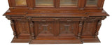 Antique Bookcase, Breakfront, Monumental, French, Walnut, Beveled Glass, 1800s! - Old Europe Antique Home Furnishings