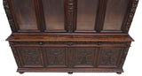 Antique Bookcase, Cabinet, French Henri II, Carved Oak, Stepback Display, 1800s