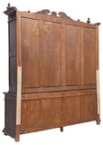 Antique Bookcase, Cabinet, French Henri II, Carved Oak, Stepback Display, 1800s