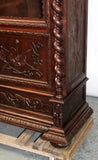 Antique Bookcase, French Louis XIII, Barley Twist, Oak, Relief Carved, 1800's!! - Old Europe Antique Home Furnishings