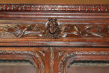 Antique Bookcase, French Louis XIII, Barley Twist, Oak, Relief Carved, 1800's!! - Old Europe Antique Home Furnishings