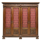 Antique Bookcase, Italian Renaissance Revival, Wrought Iron Overlay, 19th, 1800s - Old Europe Antique Home Furnishings