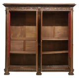 Antique Bookcase, Italian Renaissance Revival, Wrought Iron Overlay, 19th, 1800s - Old Europe Antique Home Furnishings
