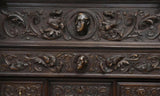 Antique Bookcase, Spanish, Library, Highly Carved & Painted, Walnut, 1800s! - Old Europe Antique Home Furnishings