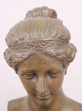 Antique Bronze Bust, Style of a Girl, 16 Ins., Green Mount, Classical, Home Decor!! - Old Europe Antique Home Furnishings