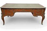 Antique Bureau Plat Desk, Large French, Ormolu Mounted, Green Leather Top, 69” - Old Europe Antique Home Furnishings