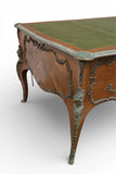 Antique Bureau Plat Desk, Large French, Ormolu Mounted, Green Leather Top, 69” - Old Europe Antique Home Furnishings