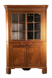 Antique Cabinet, Corner, American, Federal, Mahogany, Shelves, Drawer,E. 1800s - Old Europe Antique Home Furnishings