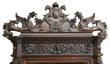 Antique Cabinet, Display, Gun, French Renaissance Revival, Carved, Crest, 1800s! - Old Europe Antique Home Furnishings