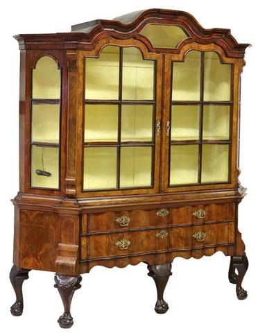 Antique Cabinet, Dutch, Walnut, Display, Glass Doors, 18th / 19th C, 1700s!! - Old Europe Antique Home Furnishings