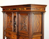 Antique Cabinet, French Renaissance Revival, Wine Cabinet, 19th C 1800s - Old Europe Antique Home Furnishings