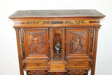 Antique Cabinet, Wine, French Renais. Revival, Carved Oak, Figural Panels, 1800s - Old Europe Antique Home Furnishings