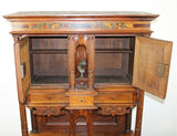 Antique Cabinet, Wine, French Renais. Revival, Carved Oak, Figural Panels, 1800s - Old Europe Antique Home Furnishings