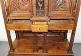 Antique Cabinet, Wine, French Renais. Revival, Carved Oak, Figural Panels, 1800s - Old Europe Antique Home Furnishings