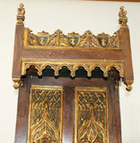 Antique Chair, French Gothic Revival Bishop's, Oak, Polychrome, Panels, 1800s!! - Old Europe Antique Home Furnishings