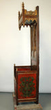 Antique Chair, French Gothic Revival Bishop's, Oak, Polychrome, Panels, 1800s!! - Old Europe Antique Home Furnishings